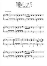 Téléchargez l'arrangement pour piano de la partition de Thème Op.76 de Beethoven en PDF